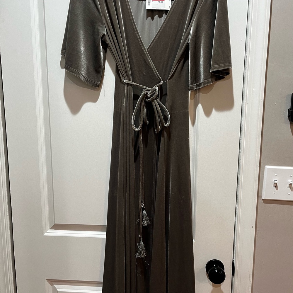 Elegant Gray Wrap Dress